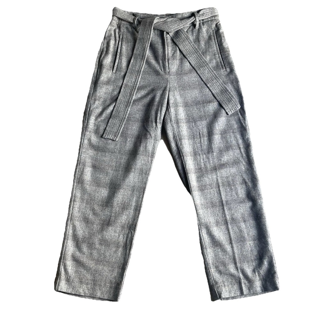 Aritzia Wilfred Jallade Plaid Tie Front Pant Size 10 Belted High Waist Ankle